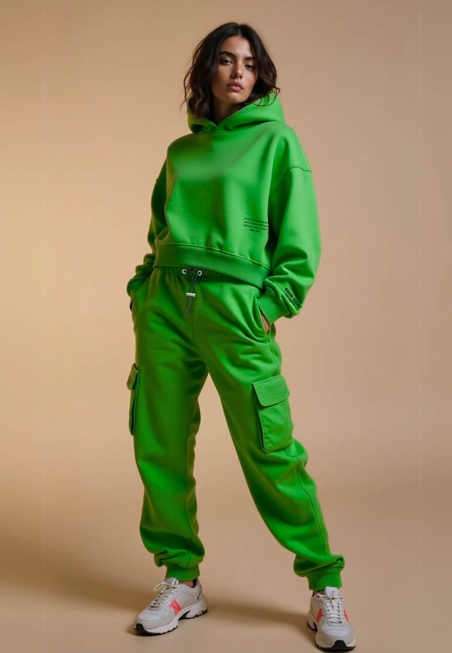 Crop Hoodie "TWENTY YEARS FROM NOW" - Weiss