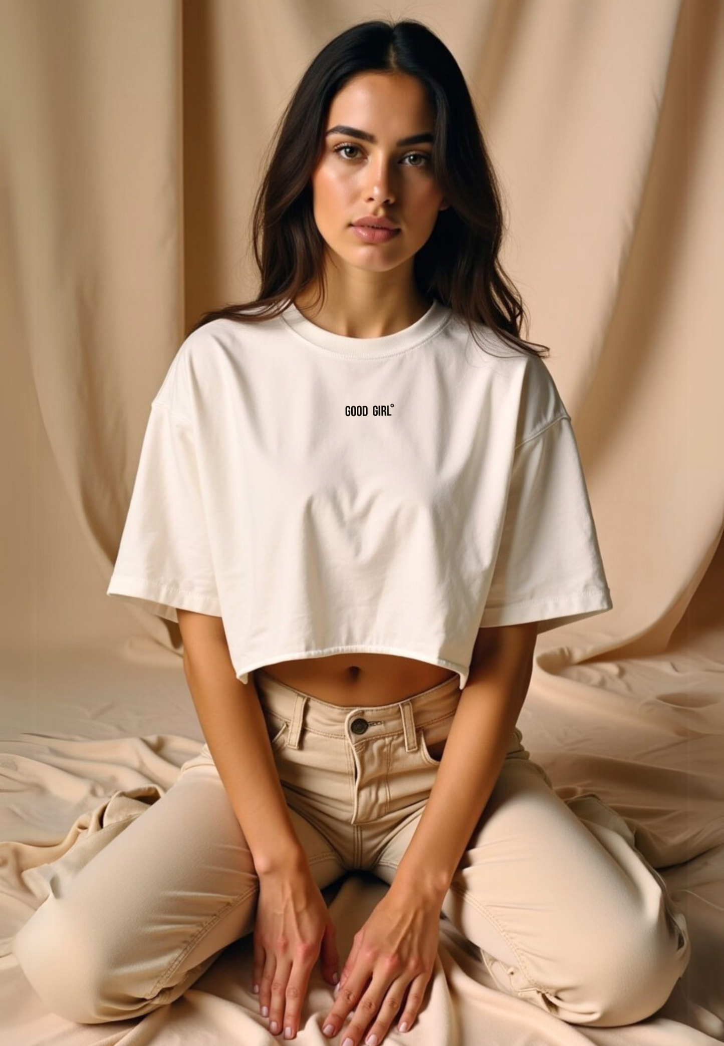 Statement Crop T-Shirt "GOOD GIRL - BAD HABITS" - White