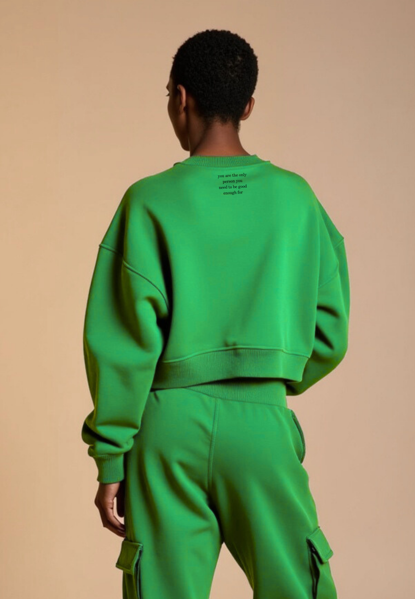 Crew Neck Sweat "GOOD ENOUGH FOR" - Schwarz